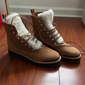 Marc Fisher Brown Ankle Boots with Shearling Lining